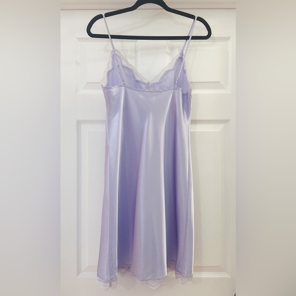 Satin Pastel Lavender Lace Lingerie Mini Slip Dress sz Small - Picture 5 of 5
